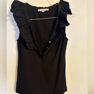LOFT Black Ruffled Blouse